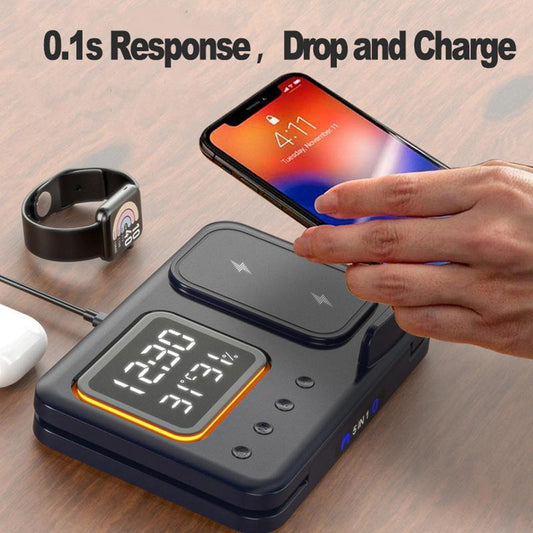 15W Wireless Chargers Stand 5 In1 LED Alarm