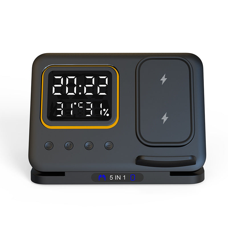 15W Wireless Chargers Stand 5 In1 LED Alarm